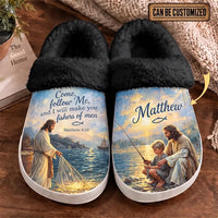 Personalized Christian Jesus Fishing Fur Slippers
