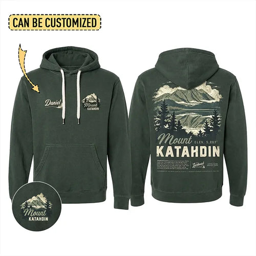 Personalized Mount Katahdin Vintage Hiking Hoodie
