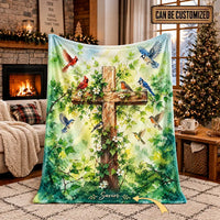 Savior Christian Cross Birds Faith Fleece Blanket