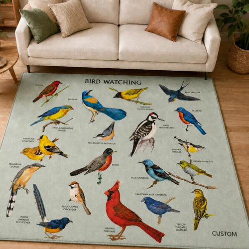 Bird Watching Bird Species Collection Personalized Rug