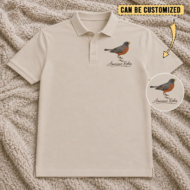 Customized American Robin Embroidered Polo Shirt