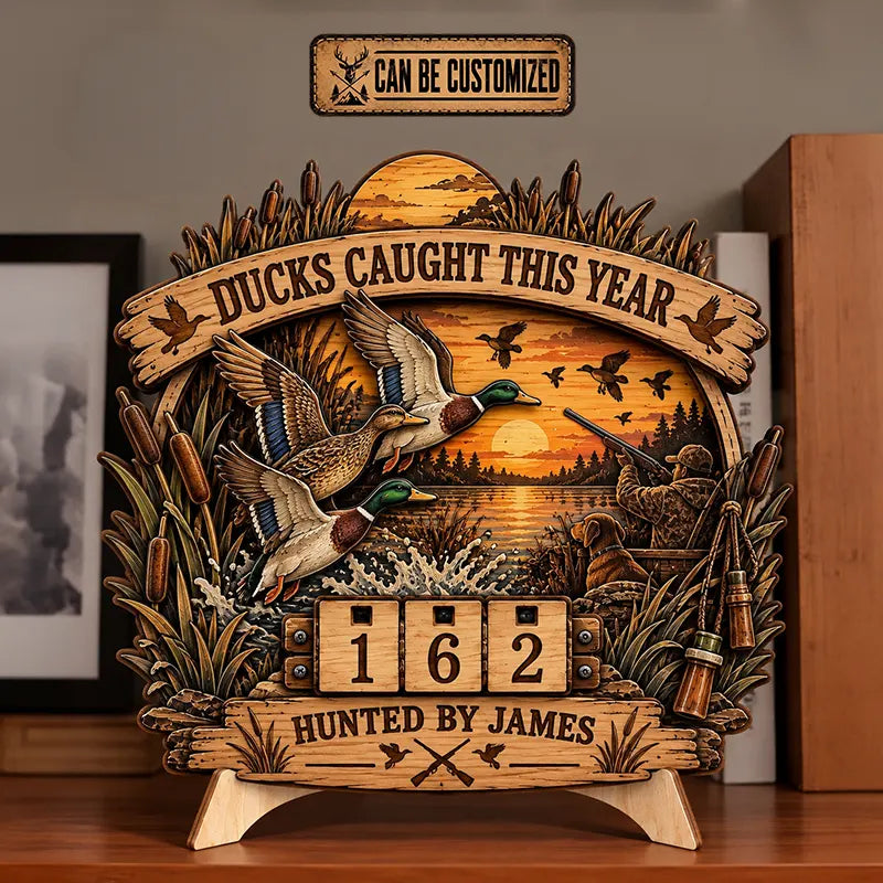 Personalized Duck Hunting Wooden Tracker