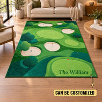 Personalized Aerial Golf Course Greenery Rug