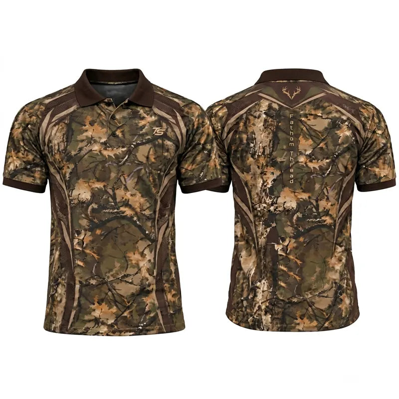 Fathom Threads Deer Antler Camo Hunting Polo Shirt