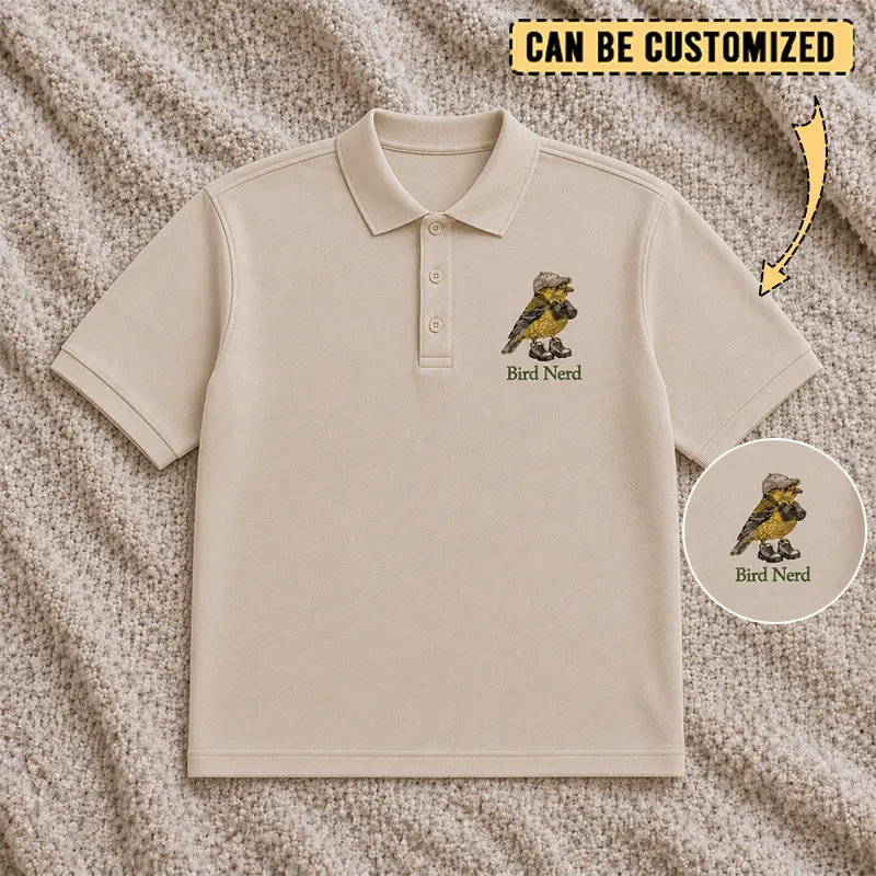 Bird Nerd Custom Birdwatching Embroidered Polo Shirt