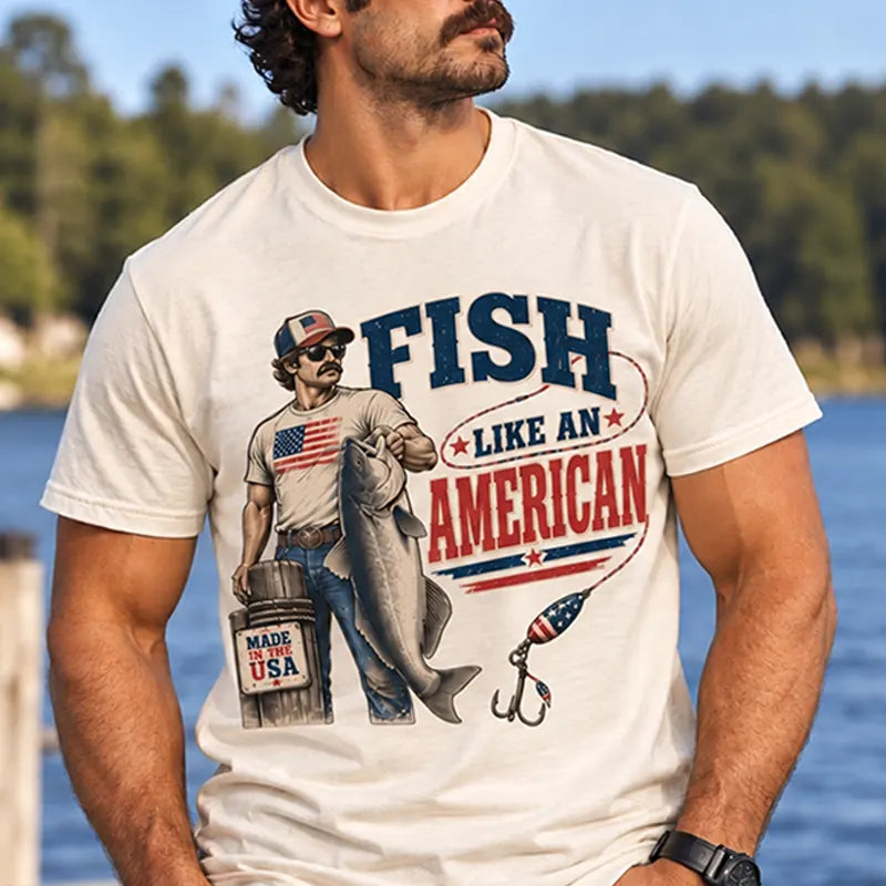 Fish Like An American Vintage Fishing Americana T-Shirt