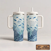 Personalized Matthew 4:19 Fishing Ocean 40oz Tumbler