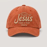 Even Jesus Had A Fish Story Christian Fishing Embroidered Cap