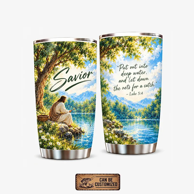 Jesus Fishing Luke 5:4 Christian Faith 20oz Tumbler