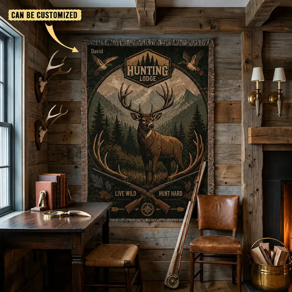 Personalized Hunt Lodge Live Wild Hunt Hard Tassels Blanket