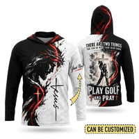Jesus Play Golf And Pray Christian Hooded Long Sleeve Shirt