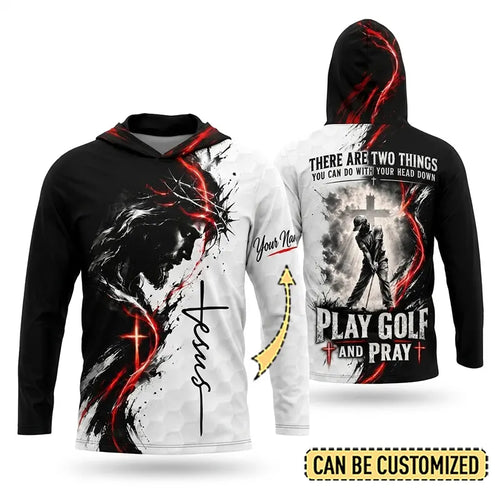 Jesus Play Golf And Pray Christian Hooded Long Sleeve Shirt