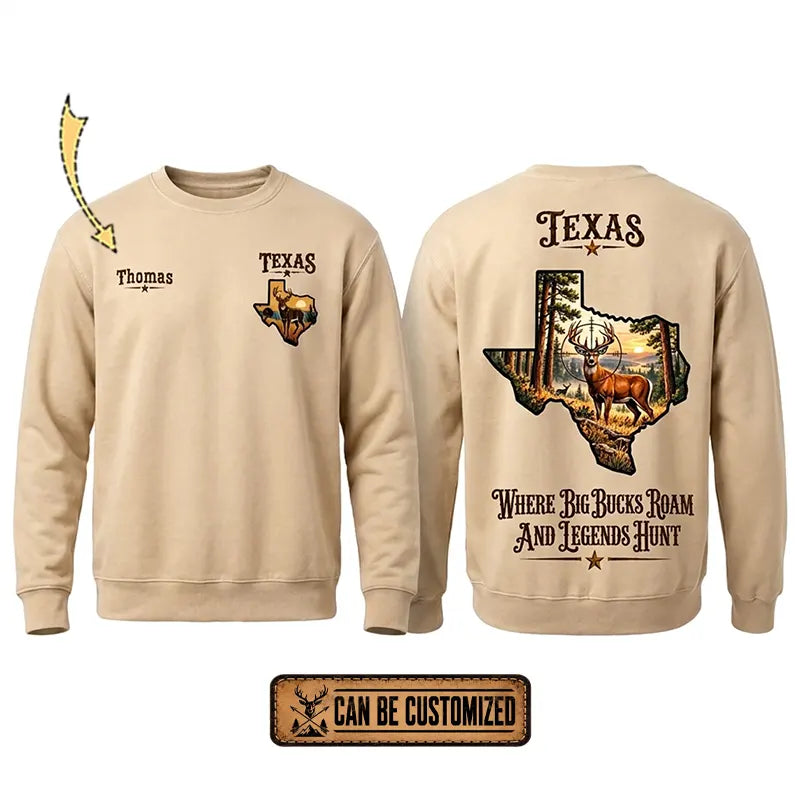 Personalized Texas Big Buck Hunting Sweater