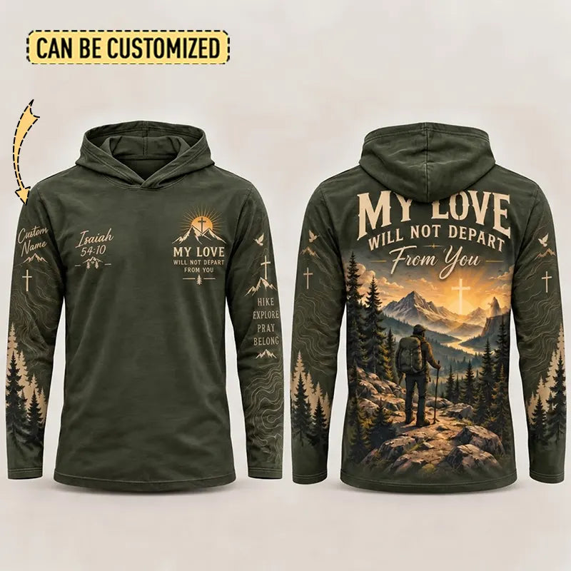 Christian Faith Mountain Landscape Hooded Long Sleeve Shirt