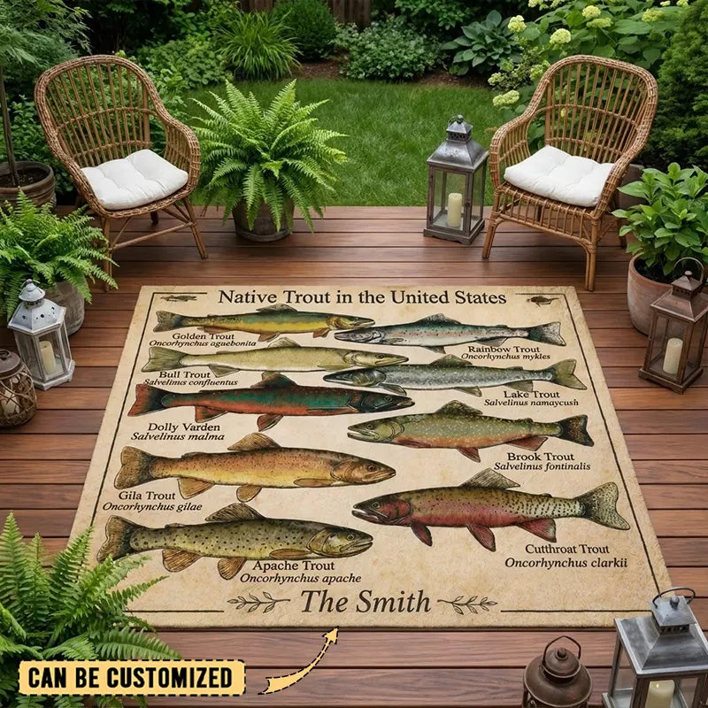 Native Trout in the United States Fishing Rug