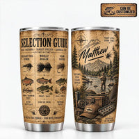 Personalized 20oz Fishing Lure Selection Guide Tumbler