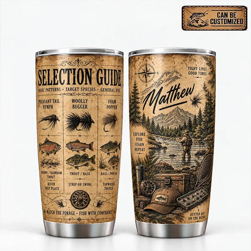 Personalized 20oz Fishing Lure Selection Guide Tumbler