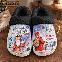 Personalized Silent Night Sweet Bird Flight Christmas Fur Slippers
