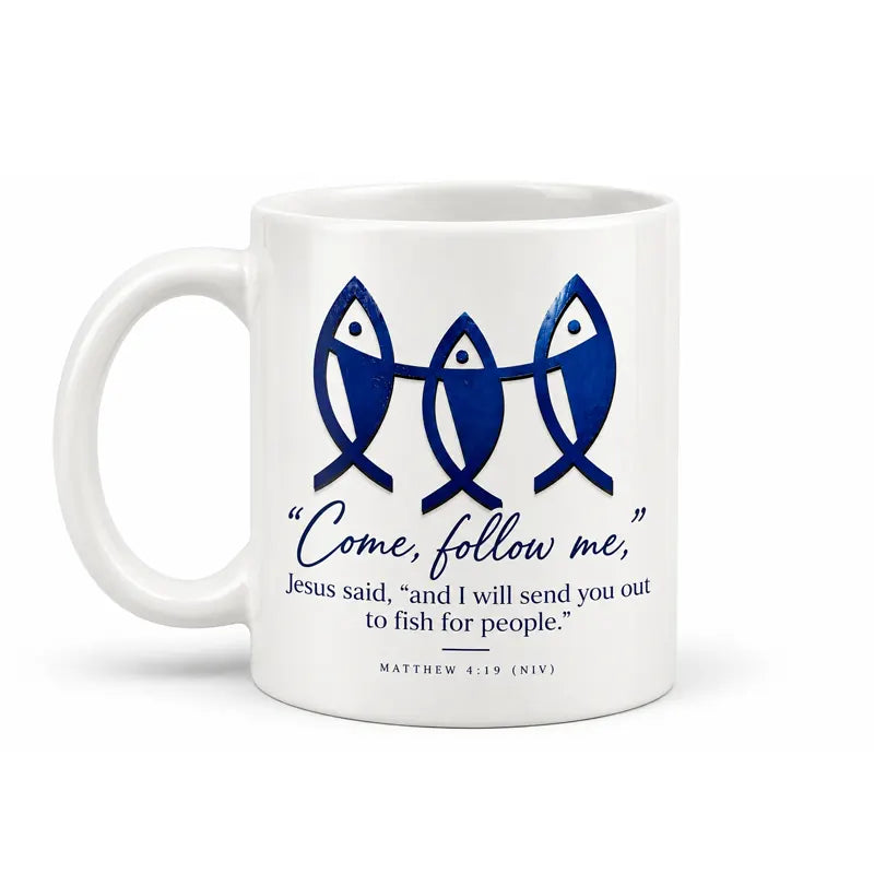 Matthew 4:19 Christian Fishing Faith Ceramic Mug