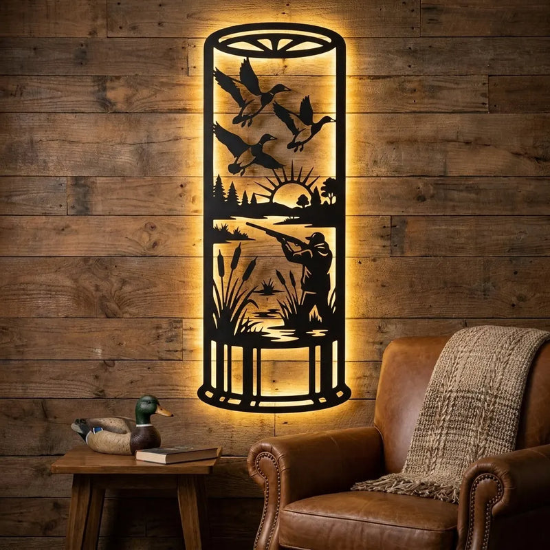 Personalized Hunting Shotgun Shell Rifle Bullet Wall Art LED
