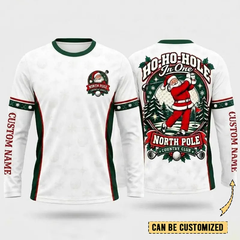 Ho Ho Hole Personalized Christmas Golf Long Sleeve Shirt