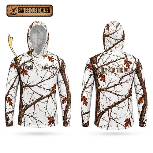 Fathom Thread Snow Camo Personalized Hooded Long Sleeve Shirt
