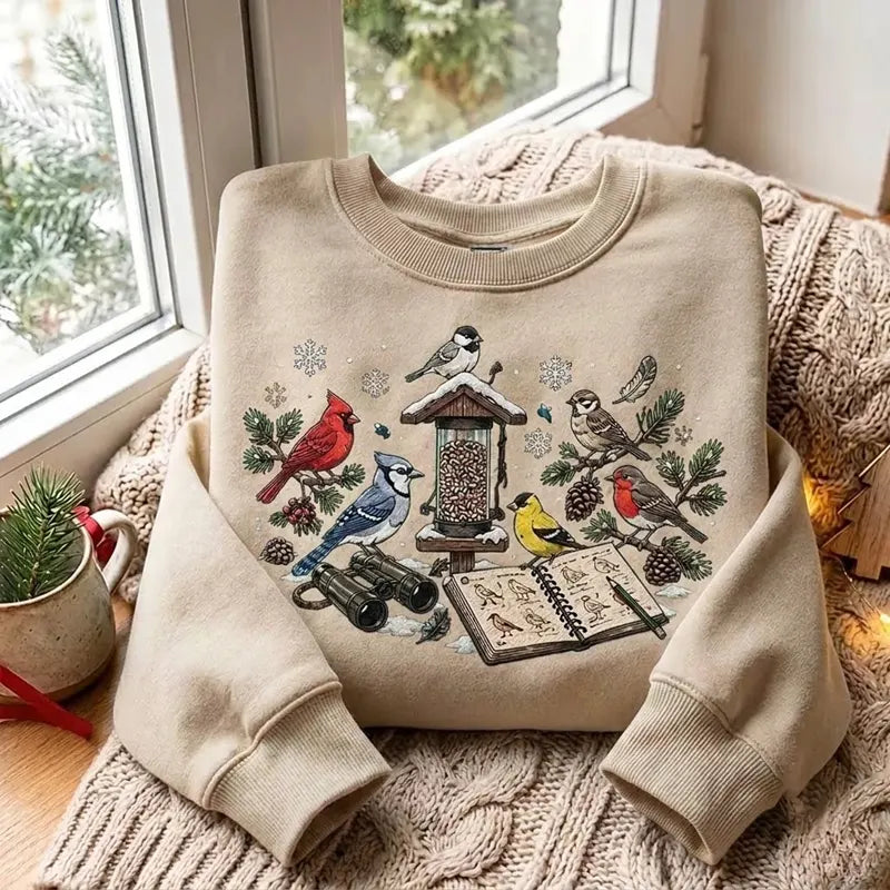 Vintage Bird Watching North American Birds Sweater