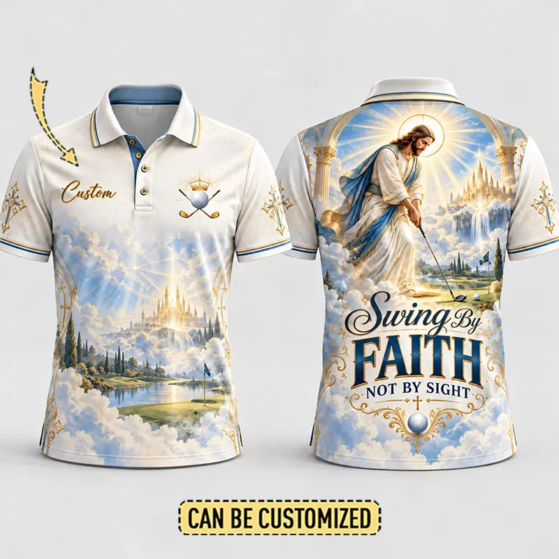 Personalized Swing By Faith Golf Christian Polo Shirt