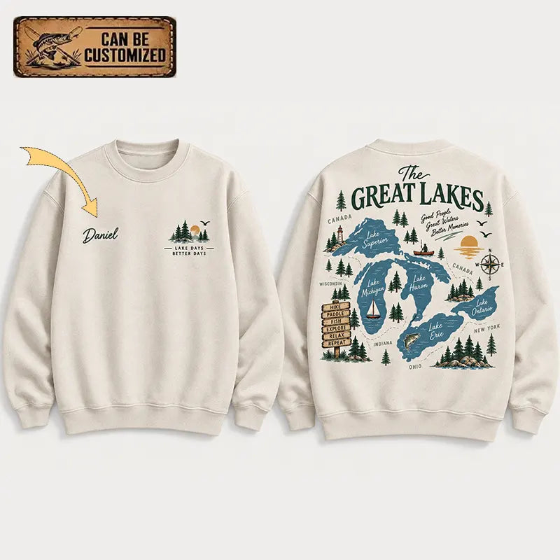 The Great Lakes Personalized Map Fishing Sweater
