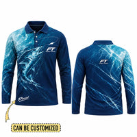 Personalized Fathom Thread Ocean Fish Polo Long Sleeve Shirt