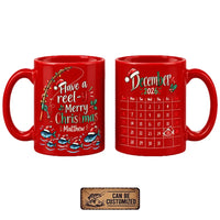 Personalized Have a Reel-y Merry Christmas 2026 Black Fishing Mug