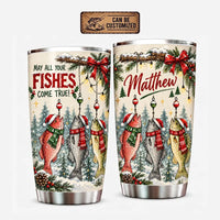 May All Your Fishes Come True Christmas Fishing 20oz Tumbler