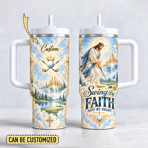 Personalized Swing By Faith Golf Christian 40oz Tumbler