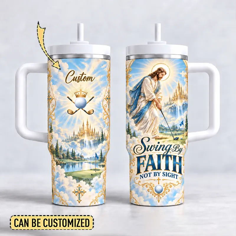 Personalized Swing By Faith Golf Christian 40oz Tumbler