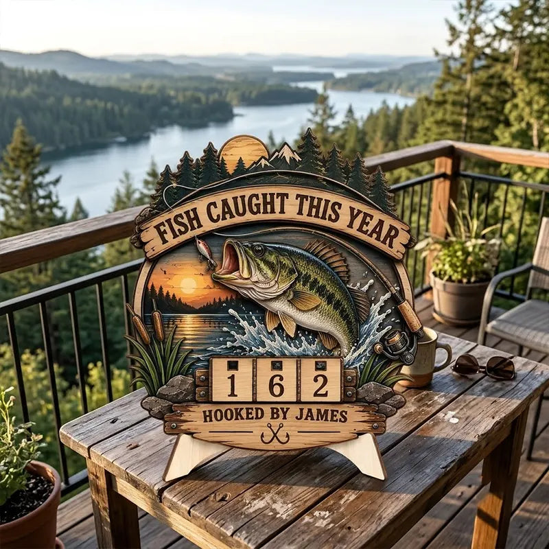 Custom Fish Caught This Year Personalized Wooden Trackers