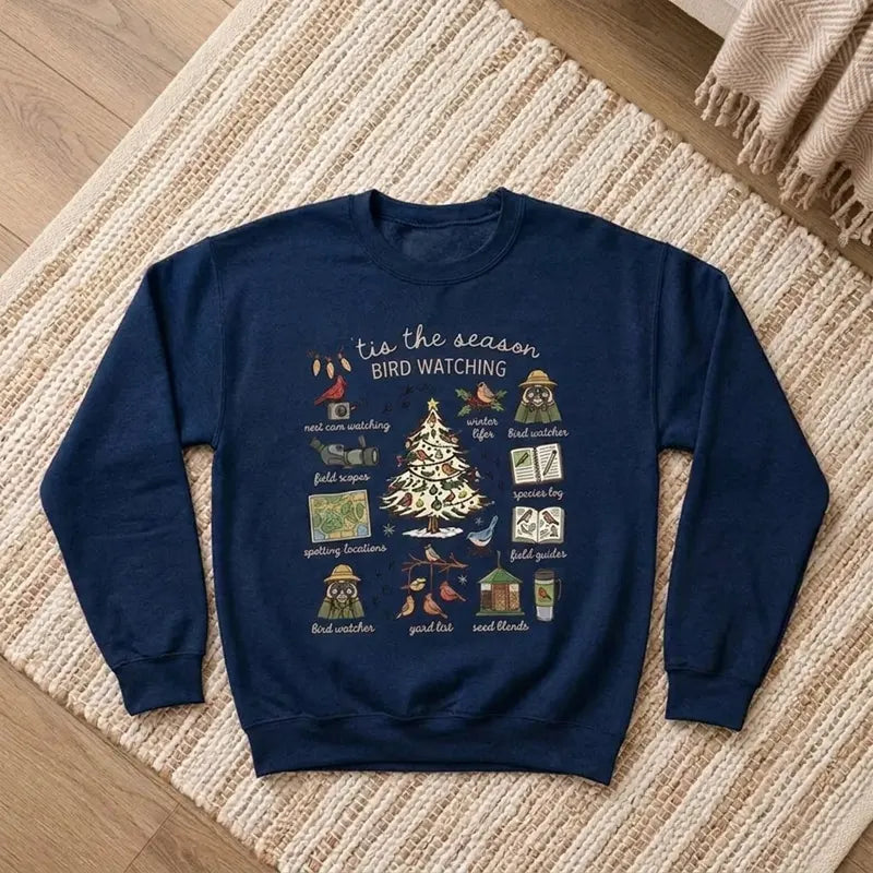 Vintage Christmas Bird Watching Sweater