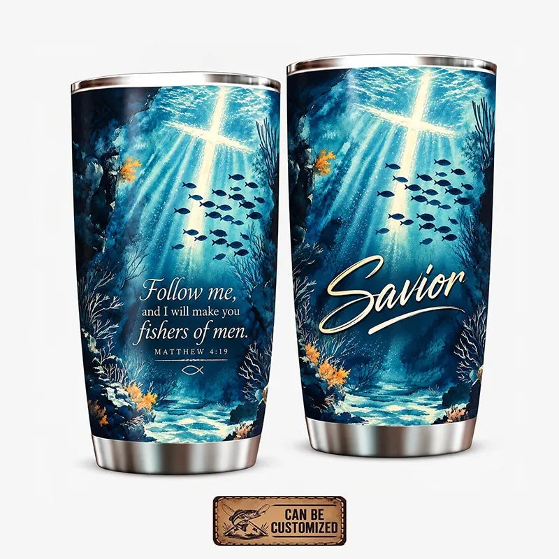 Personalized Matthew 4:19 Christian Fishing Ocean 20oz Tumbler