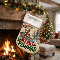 Personalized Santa Bass Fishing Merry Fishmas Christmas Stocking
