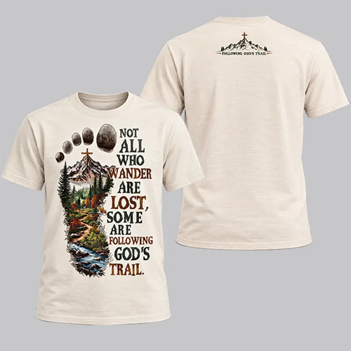Following God's Trail Christian Mountain T-Shirt
