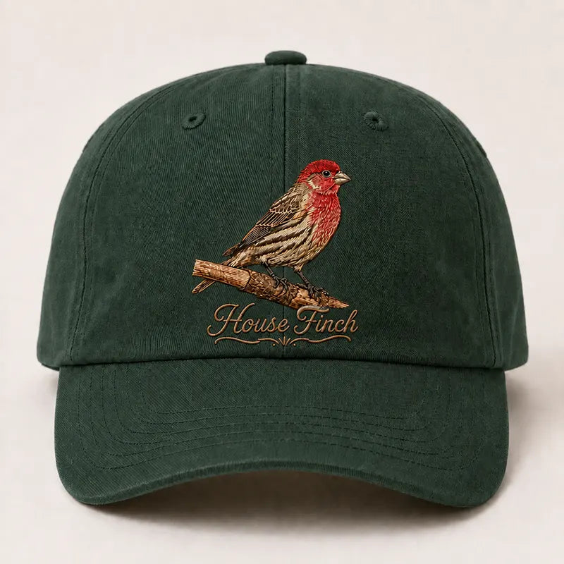 Bird Watching Bird Species House Finch Embroidered Cap