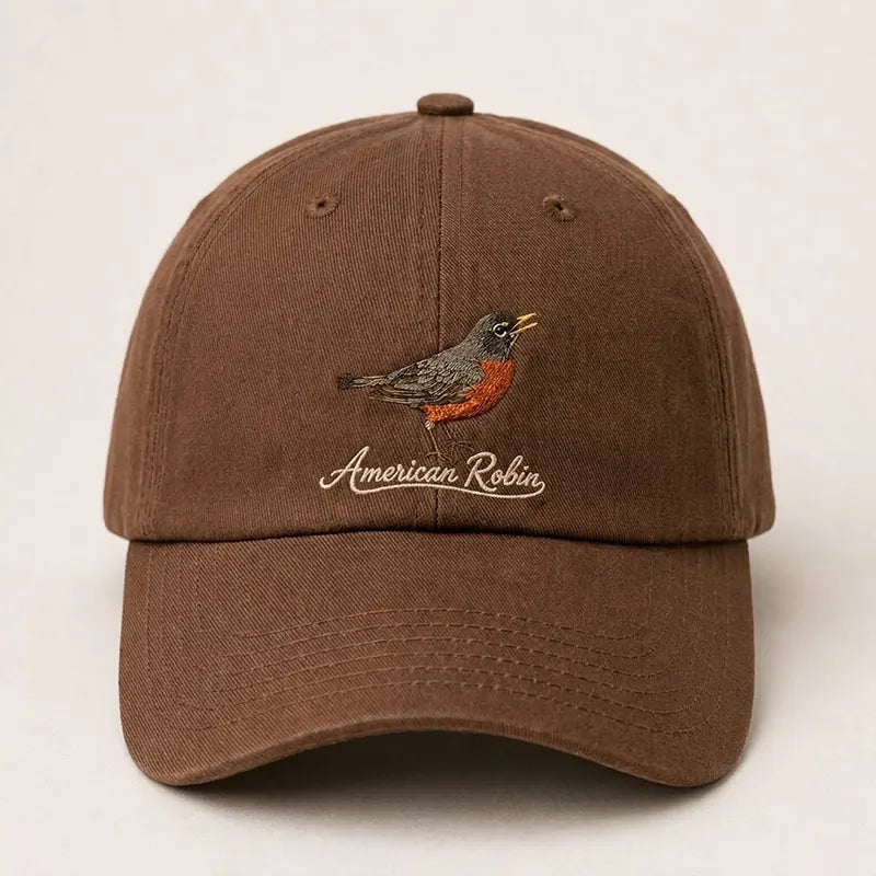 Bird Watching Bird Species American Robin Embroidered Cap