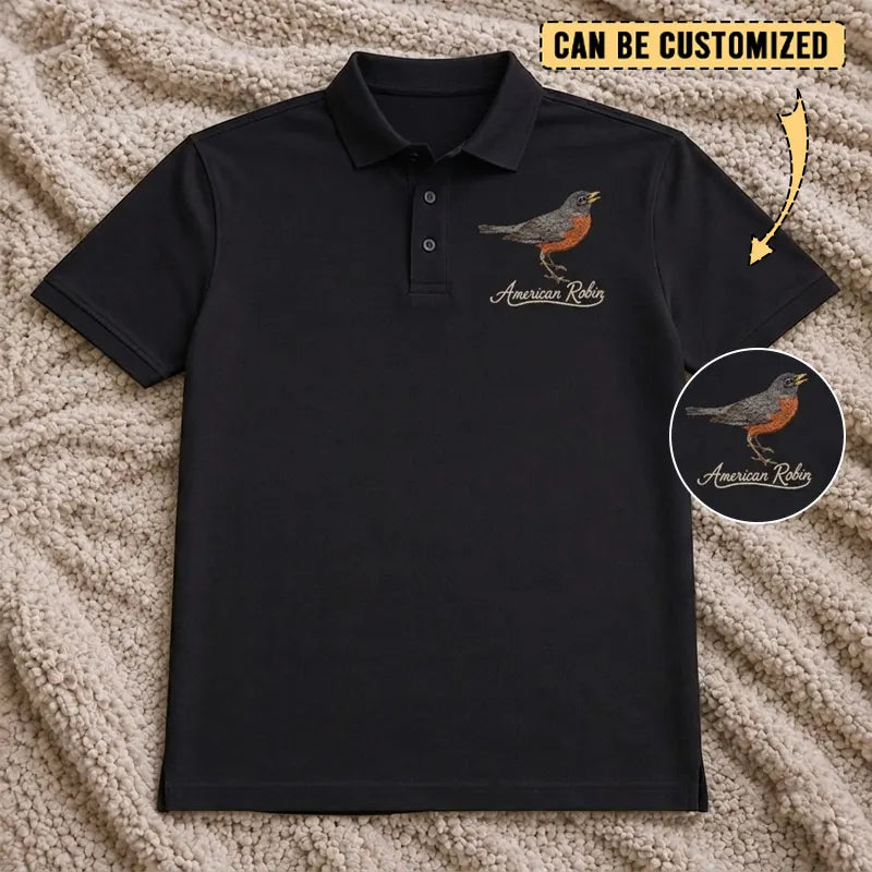 Customized American Robin Embroidered Polo Shirt