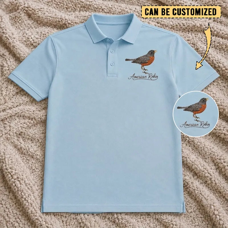 Customized American Robin Embroidered Polo Shirt