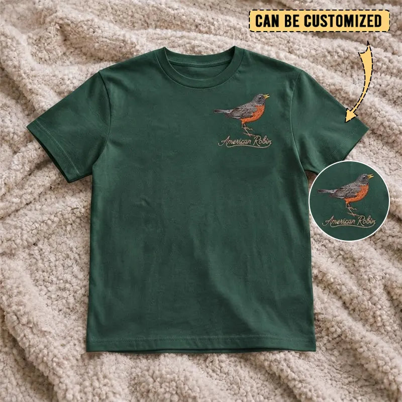 Customized American Robin Embroidered T-Shirt