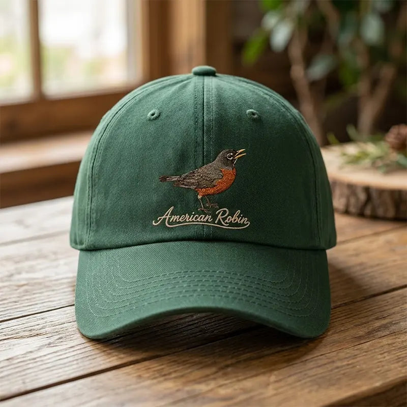 Bird Watching Bird Species American Robin Embroidered Cap