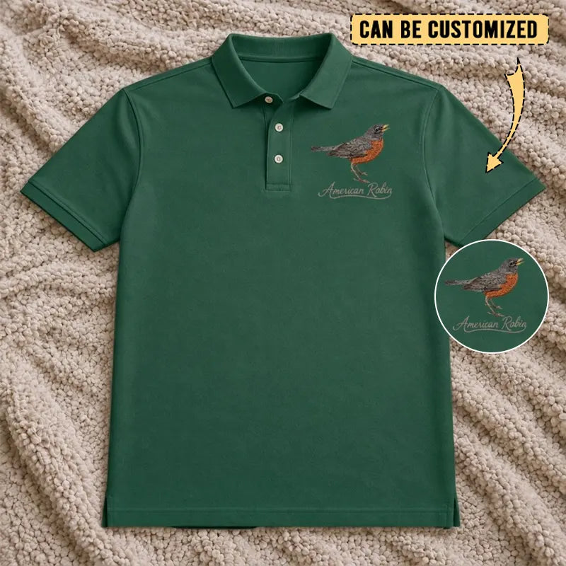 Customized American Robin Embroidered Polo Shirt