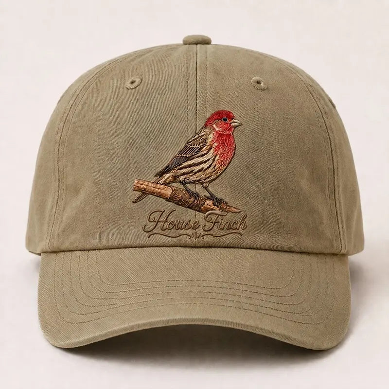 Bird Watching Bird Species House Finch Embroidered Cap