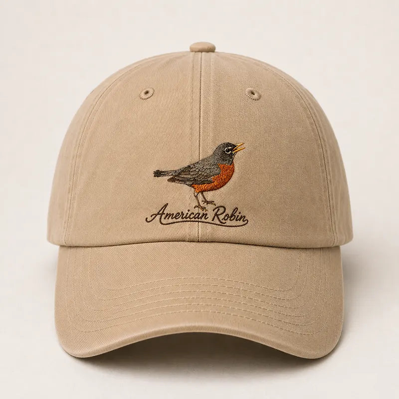 Bird Watching Bird Species American Robin Embroidered Cap