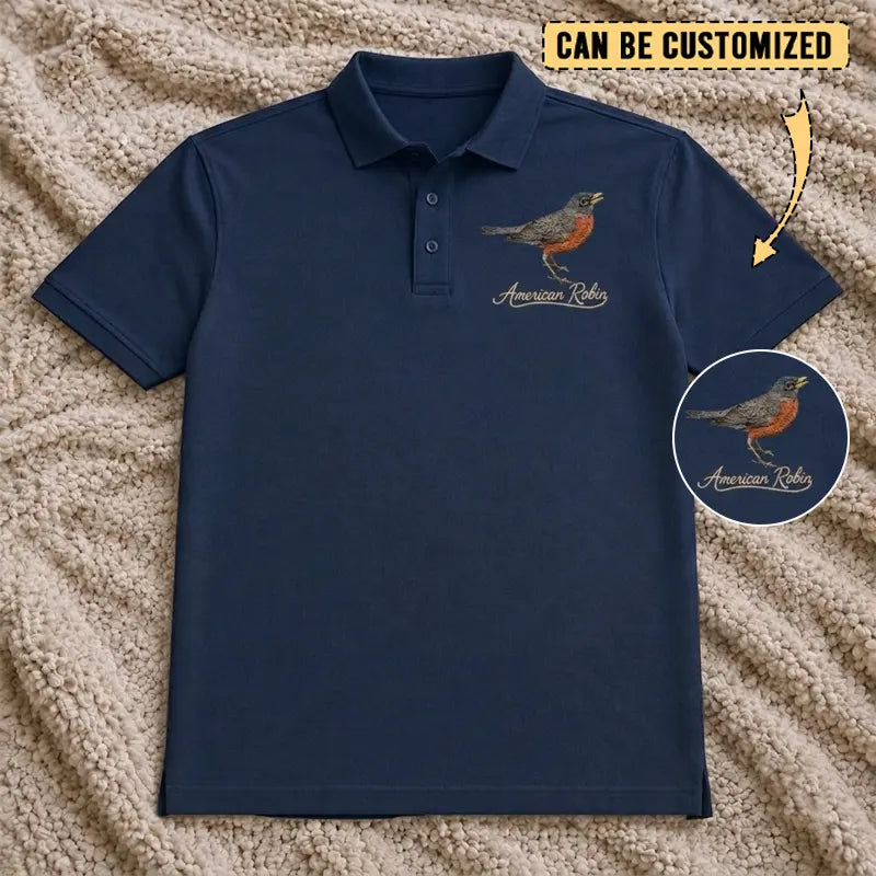 Customized American Robin Embroidered Polo Shirt