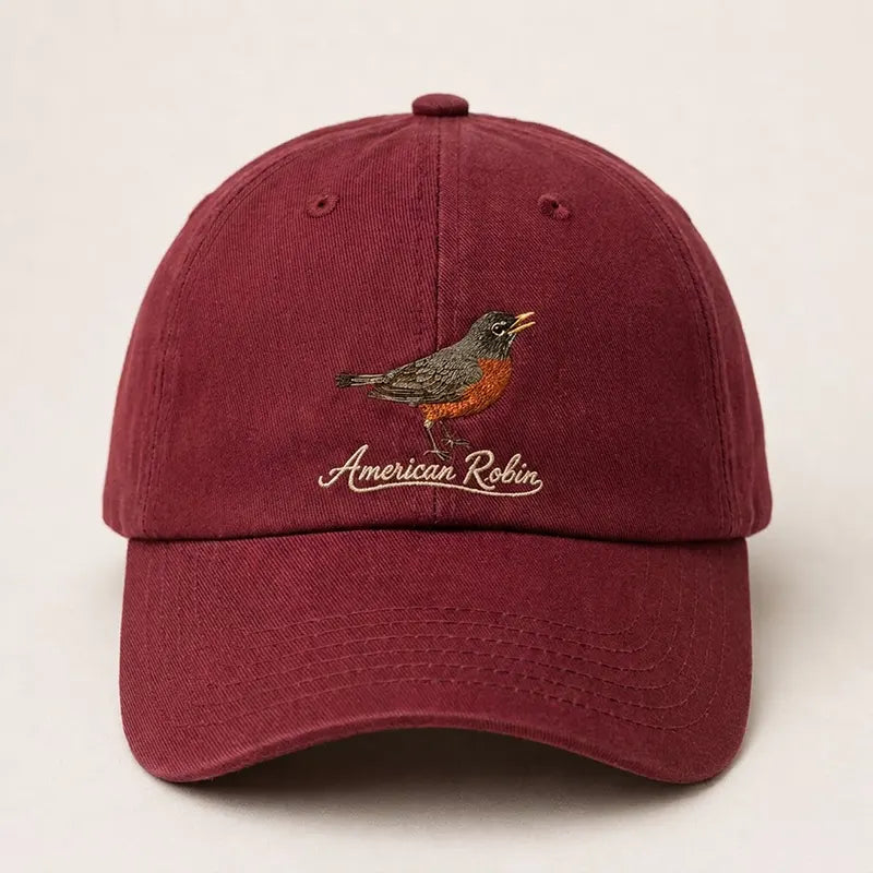 Bird Watching Bird Species American Robin Embroidered Cap